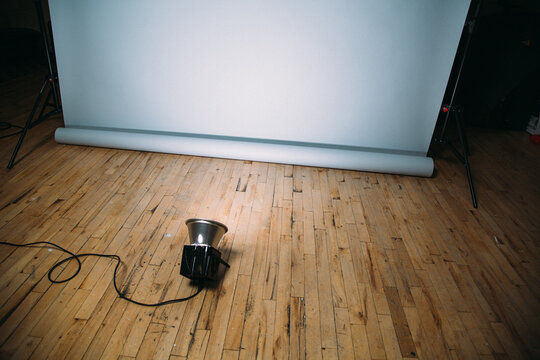 Snapshot of a strobe light on the studio floor