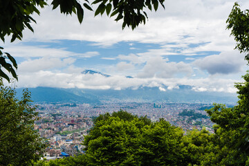 Fototapeta na wymiar Panoramic top view of Katmandu city, Nepal