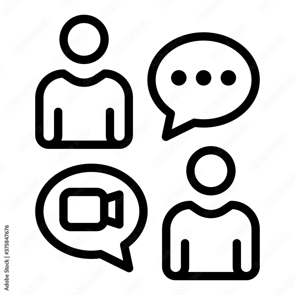 Poster chat with video icon. outline chat with video vector icon for web design isolated on white backgroun