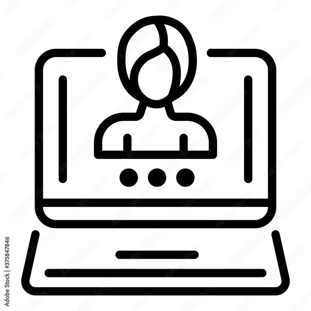 Poster video screen chat icon. outline video screen chat vector icon for web design isolated on white backg