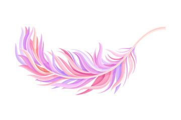 Purple Bird Feather with Nib as Avian Plumage Vector Illustration