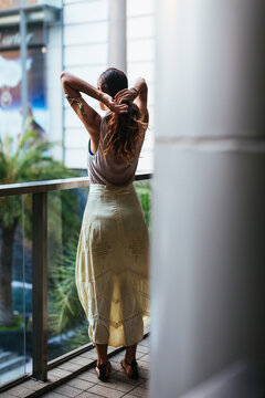 Beautiful woman walking in the city