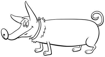 cartoon dog in collar coloring book page
