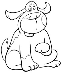 cartoon sitting spotted dog coloring book page