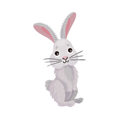 Cute White Hare with Long Ears as Herbivore Forest Animal Vector Illustration