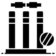 
Three wooden sticks placed together with the lid on top representing cricket wicket 
 - obrazy, fototapety, plakaty