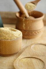 Pile of mustard powder on the table