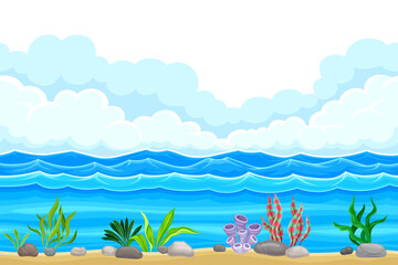 Fototapeta na wymiar Game Platform with Uneven Terrain and Environment Vector Illustration