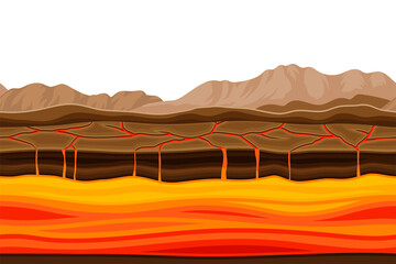 Fototapeta na wymiar Game Platform with Earth Covered with Lava Vector Illustration