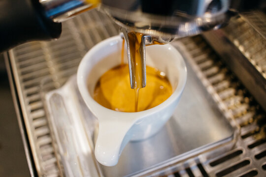 making espresso coffee drink