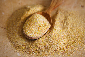 Pile of mustard powder on the table