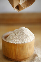 Chopped walnuts pile or heap on the table