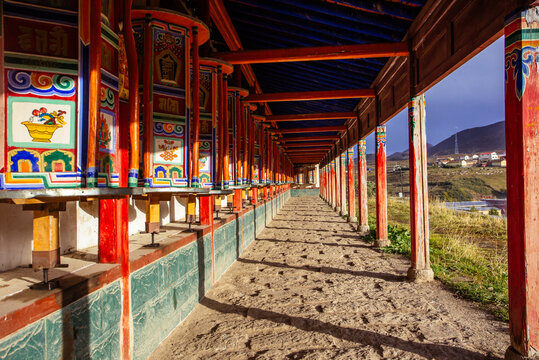 prayer wheels in lama temple
