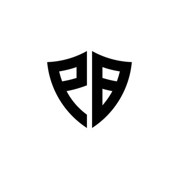 PB monogram logo with shield shape design template
