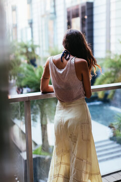 Beautiful woman walking in the city