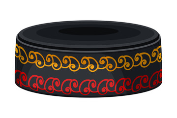 Traditional Headdress or Hat with Indigenous Embroidery as Georgia Country Attribute Vector Illustration