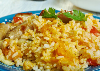 Sausage  squash risotto