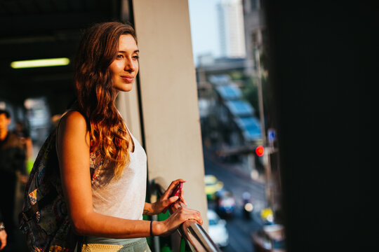 Beautiful woman walking in the city