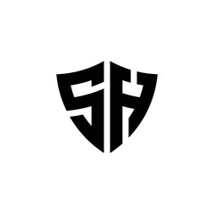 Obraz premium SH monogram logo with shield shape design template