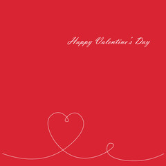 Valentines day card with heart, love red design. Vector illustration