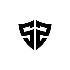 SZ monogram logo with shield shape design template