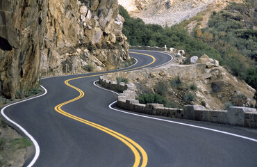 Very curvy road in the mountains