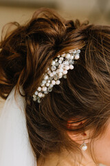 Jewelry on the bride's head for wedding