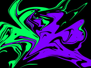 dark purple and soft green abstract watercolor pattern luxury and geometric fluid liquid color ink on black.