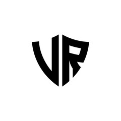 VR monogram logo with shield shape design template