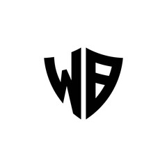 WB monogram logo with shield shape design template