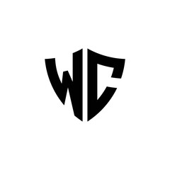 WC monogram logo with shield shape design template