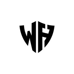 WH monogram logo with shield shape design template