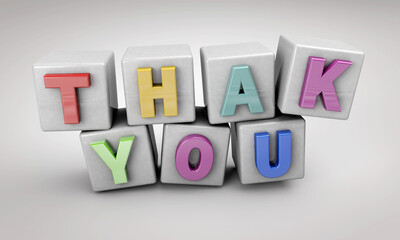 THANK YOU word on white background 3d rendered illustration