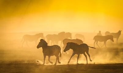 Fototapeta na wymiar Zebra sunset