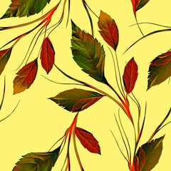 Leaves composition, seamless pattern.