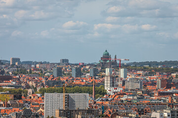 Obraz premium View from above city of Brussels with Basilica Sacré-Coeur and Koekelberg in the background