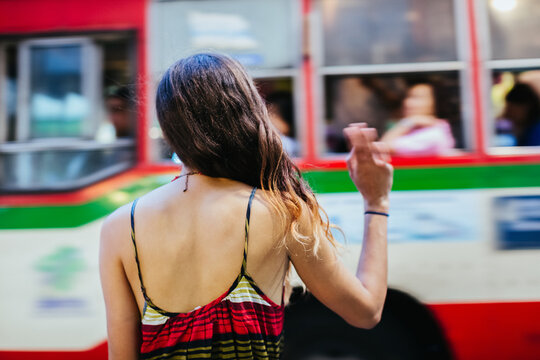 Woman says goodbye to some friends