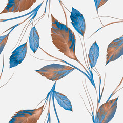 Fototapeta na wymiar Leaves composition, seamless pattern.