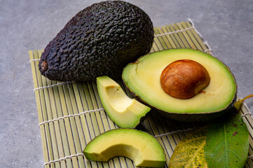 Healthy food, fresh ripe hass avocado from Peru