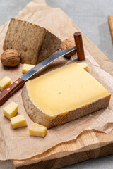 French cheese Comte, three varieties 1 year matured Prestige, fruity flavoured Fruite and Vieille Reserve