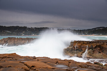Big Splash Coastal Sunrise Seascape from Rocky Headland