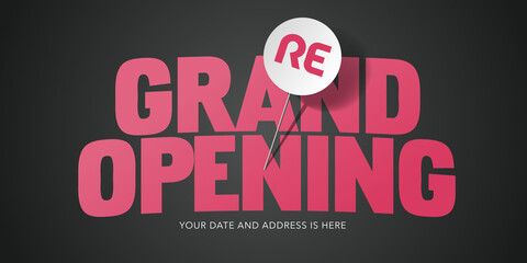 Grand opening or re opening vector background with pin