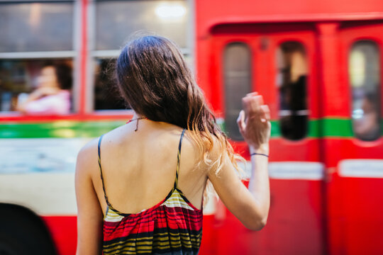 Woman says goodbye to some friends