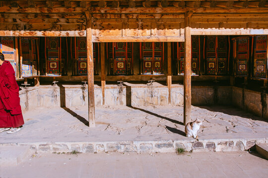 prayer wheels in the Labrang monastery
