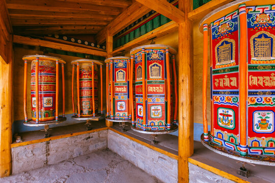 prayer wheels in the Labrang monastery
