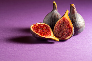 Figs closeup on purple background