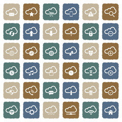 Computer Cloud Icons. Grunge Color Flat Design. Vector Illustration.