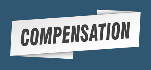 compensation banner template. ribbon label sign. sticker