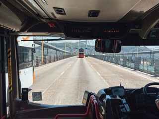Inside Shuttle Bus in Hong Kong