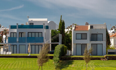 Typical architecture of country houses in Cyprus in the resort area